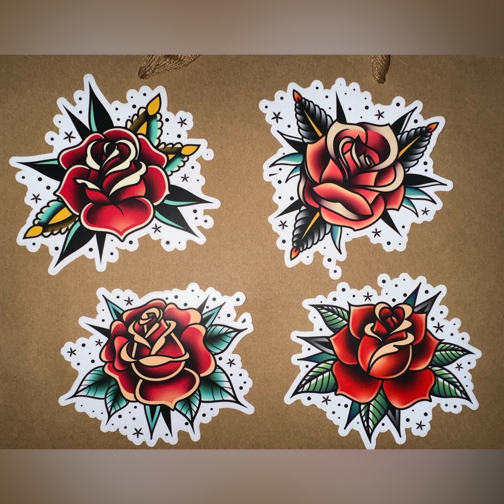 Vintage Roses Stickers - 4 pack